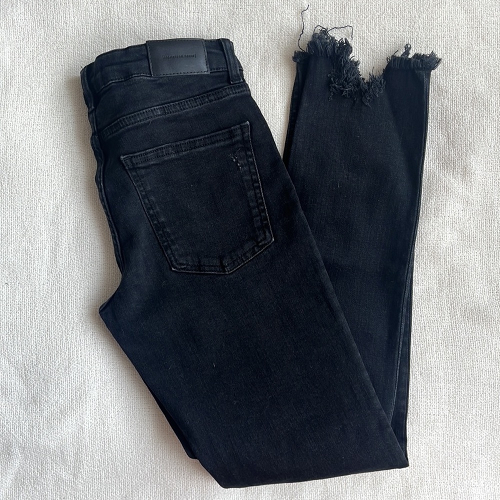 ZARA the skinny ripped ankle black denim‎ jeans NWT - Picture 6 of 8